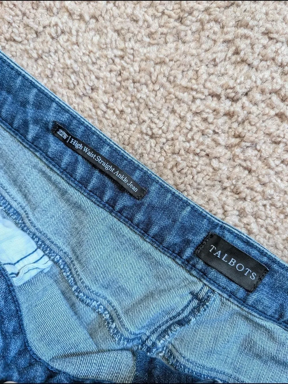 Talbots Womens Stardust Wash Blue Sequin Stripe Straight Leg Jeans Size 22W
